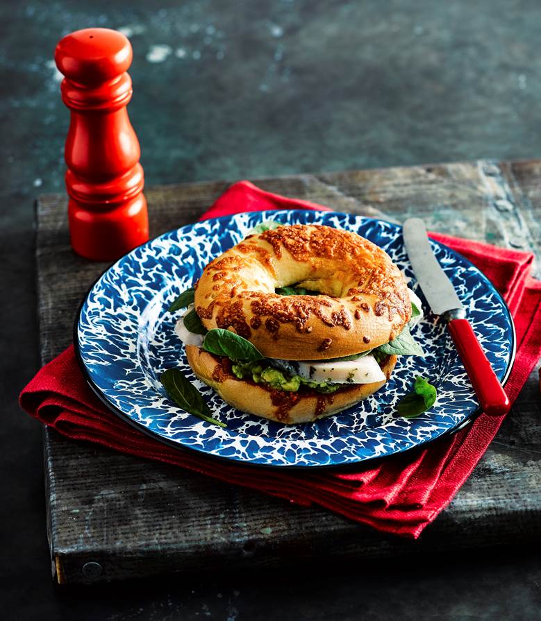 chicken-and-smashed-avocado-cheese-bagel